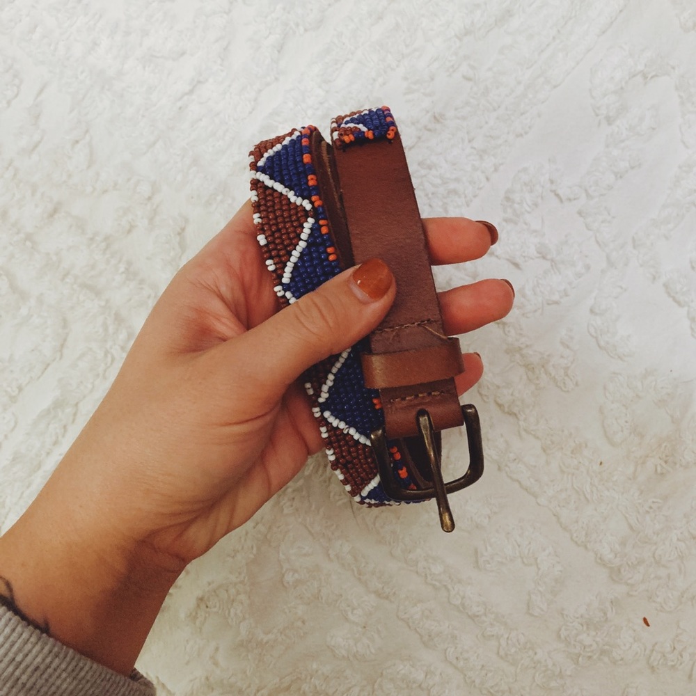 Anthro Beaded and Leather Belt